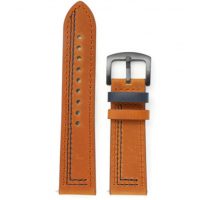 eses Curea din piele - Maro cu model albastru inchis, 22 mm