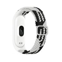 brățară țesută elastică pentru Xiaomi Mi Band 3, 4, 5 și 6 - Alb-Negru