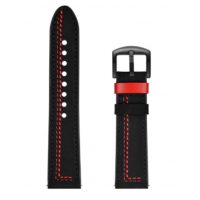 eses Curea din piele - Neagra cu cusaturi rosii, 22 mm