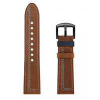 eses Curea din piele - Maro cu model albastru, 22 mm