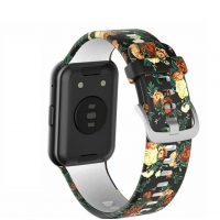 Curea din silicon eses pentru Huawei Watch Fit și Huawei Watch Fit Nou - Cu model, floral