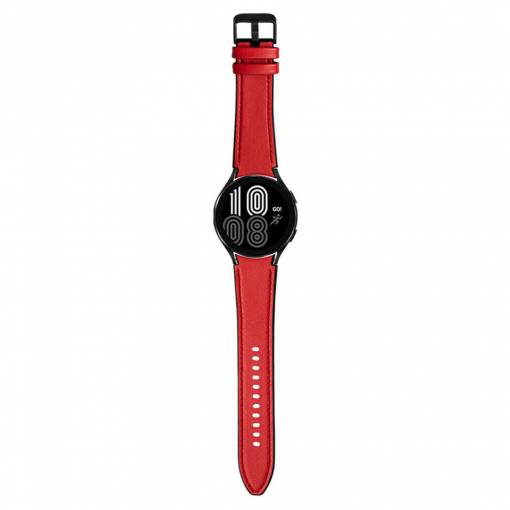 Foto - Curea sport din piele eses pentru Samsung Galaxy Watch 4, 5, 6, 7 - Roșu, 20 mm