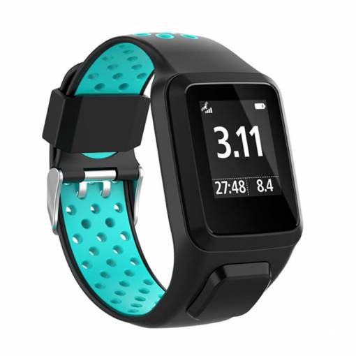 Foto - Curea din silicon eses pentru TomTom - Turcoaz negru