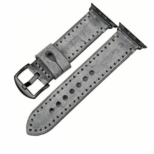 Foto - eses Curea colorată din piele pentru Apple Watch - Gri negru 38mm, 40mm, 41mm