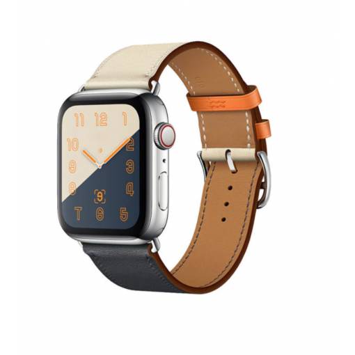 Foto - eses Curea colorată din piele pentru Apple Watch - Bej albastru închis 38mm, 40mm, 41mm
