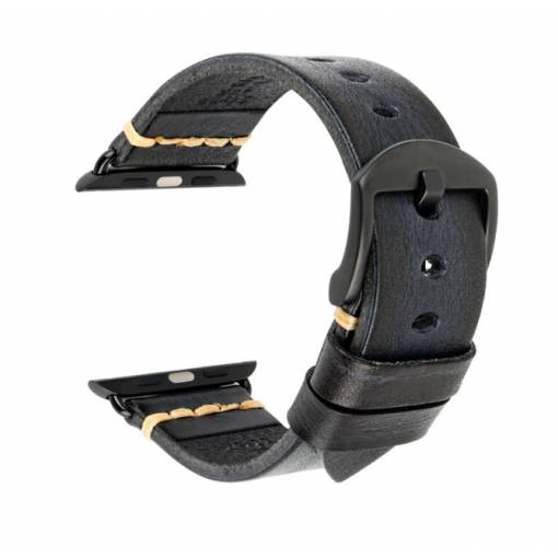 Foto - Curea vintage din piele eses pentru Apple Watch - Negru 38mm, 40mm, 41mm