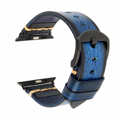 Foto - Curea vintage din piele eses pentru Apple Watch - Albastru 42mm, 44mm, 45mm, 49mm