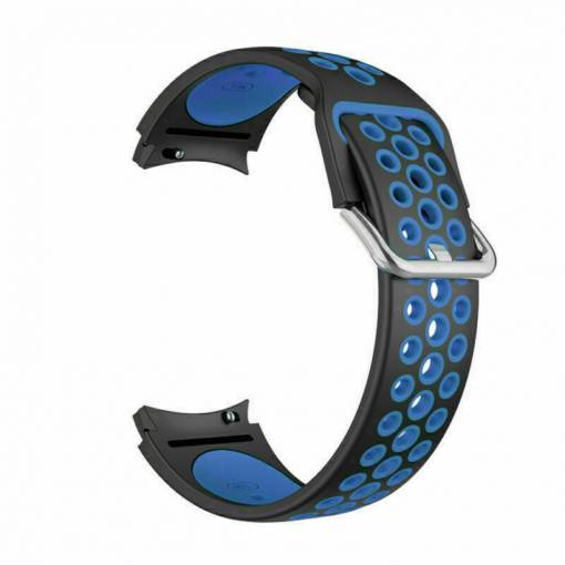 Foto - eses Curea perforata din silicon pentru Samsung Galaxy Watch 4, 5, 6, 7 - Negru albastru, 20 mm