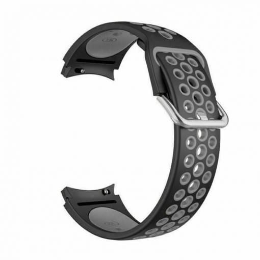 Foto - eses Curea perforata din silicon pentru Samsung Galaxy Watch 4, 5, 6, 7 - Negru gri, 20 mm