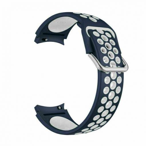 Foto - eses Silikonový dírkovaný řemínek pro Samsung Galaxy Watch 4, 5, 6, 7 - Modro bílý, 20 mm