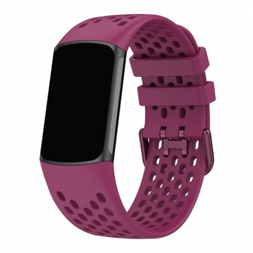Foto - eses Curea din silicon cu orificii pentru Fitbit Charge 5 si 6 - Violet