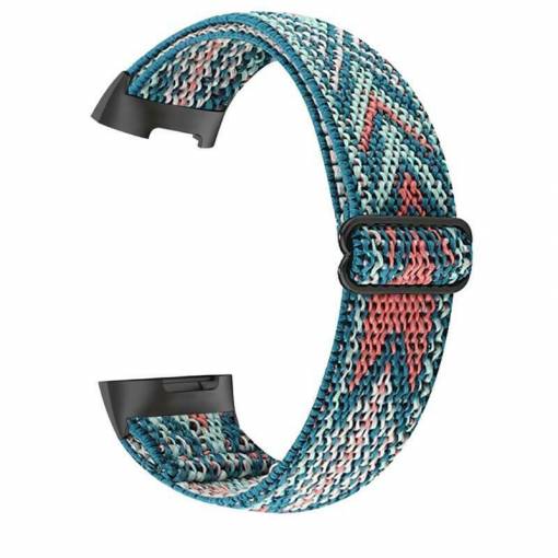 Foto - eses Curea elastică pentru Fitbit Charge 5 și 6 - Cu model, albastru-roz