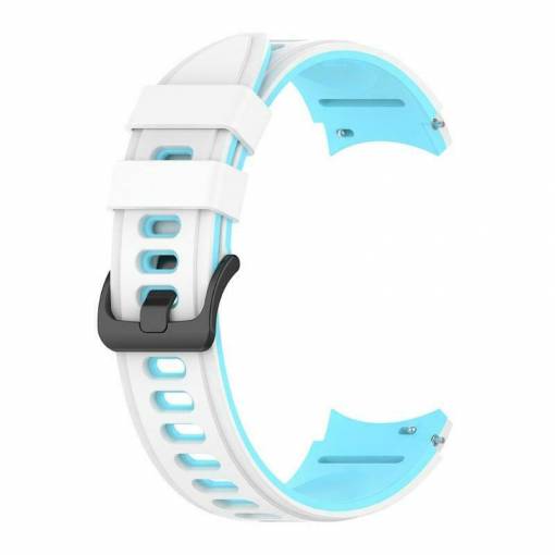 Foto - eses Curea din silicon pentru Samsung Galaxy Watch 4, 5, 6, 7 - Alb albastru, 20 mm