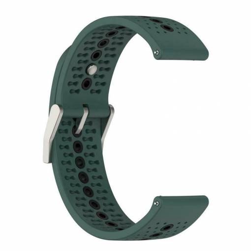 Foto - eses Curea din silicon cu gauri - Verde inchis negru, 22 mm