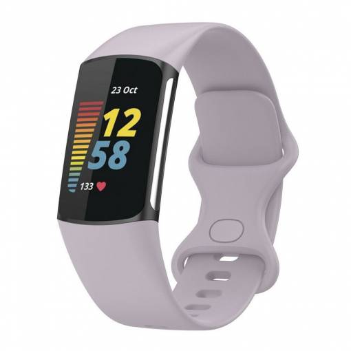 Foto - curea siliconică ESS pentru încărcarea Fitbit 5 și 6 - Dimensiuni s, violet deschis