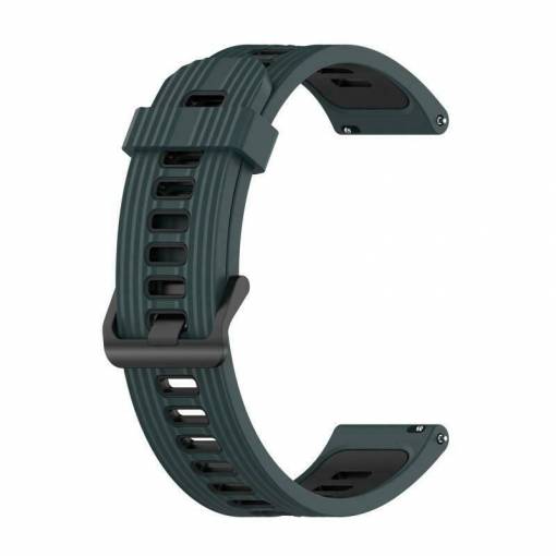 Foto - eses Curea din silicon cu gauri - Verde inchis negru, 22 mm