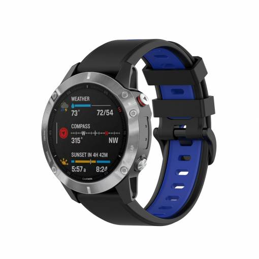 Foto - eses Silikonový řemínek pro Garmin - Černo modrý, QuickFit 20 mm