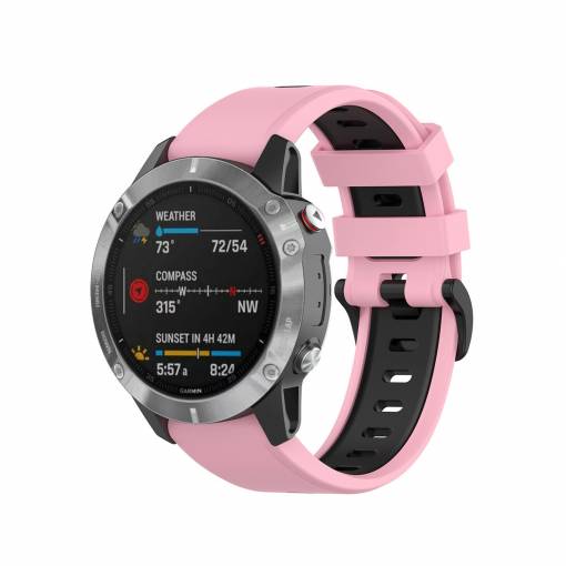 Foto - Curea din silicon eses pentru Garmin - Roz și negru, QuickFit 20 mm