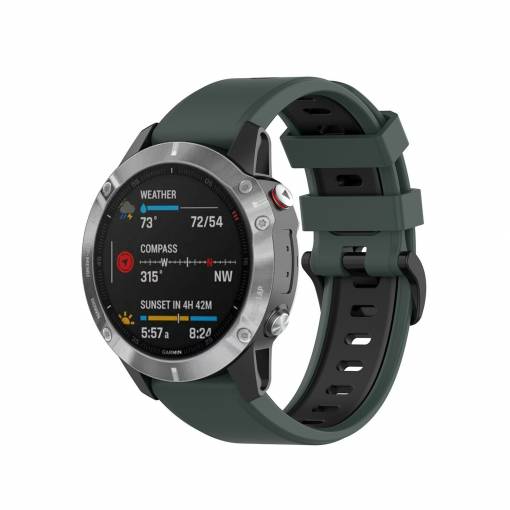 Foto - Curea din silicon eses pentru Garmin - Verde închis negru, QuickFit 20 mm