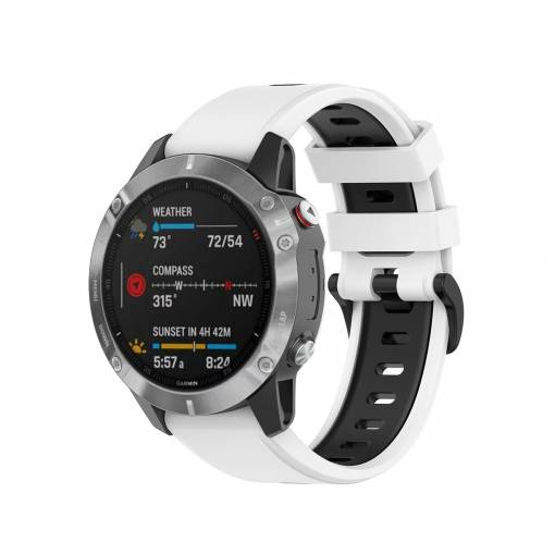 Foto - Curea din silicon eses pentru Garmin - Alb negru, QuickFit 26 mm