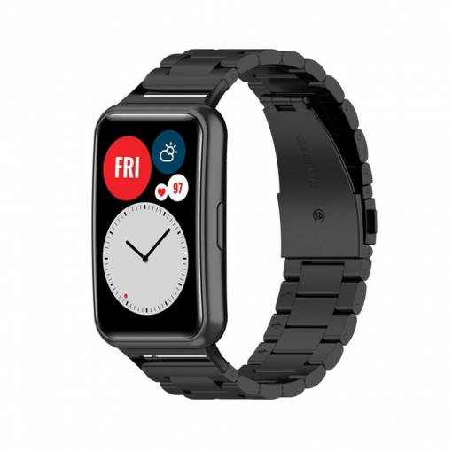 Foto - Brățară metalică pentru Huawei Watch Fit și Huawei Watch Fit New - Neagră