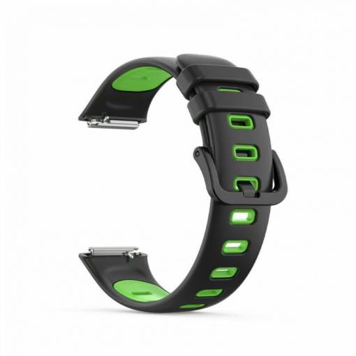 Foto - Curea sport din silicon eses pentru Huawei Band 7 - Negru Verde