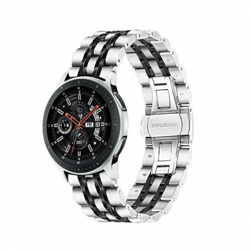 Foto - Curea metalică cu eliberare rapidă eses pentru Garmin - Argintiu Negru, 20 mm