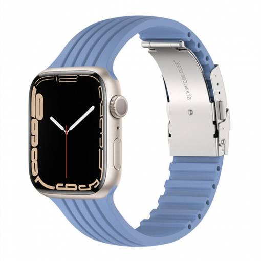 Foto - Curea din silicon eses pentru Apple Watch cu cataramă metalică - Albastră 38mm, 40mm, 41mm