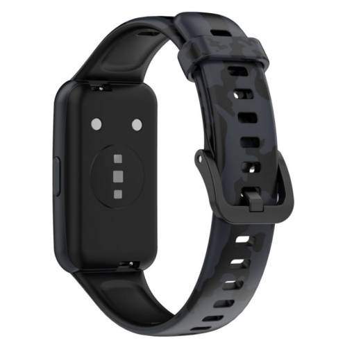 Foto - Brățară din silicon cu imprimeu camuflaj pentru Huawei Band 7 - Motif, Negru