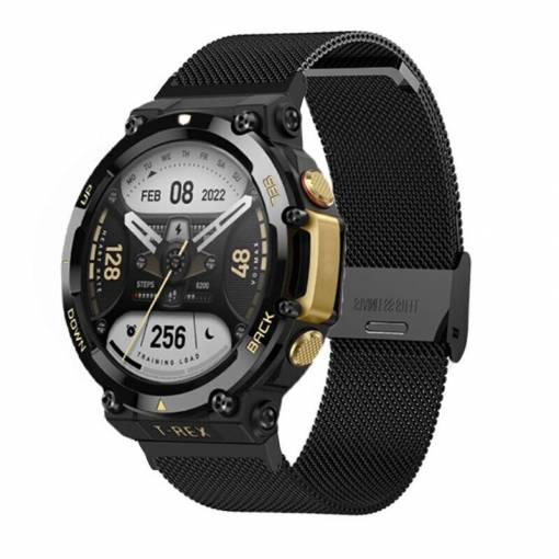 Foto - eses Brățară milaneză cu claspă pentru Xiaomi Amazfit T-Rex 2 - Neagră
