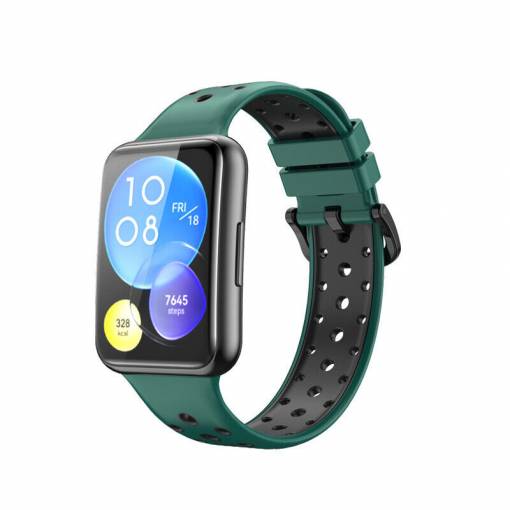 Foto - Brățara din silicon cu găuri pentru Huawei watch fit 2 - Verde închis