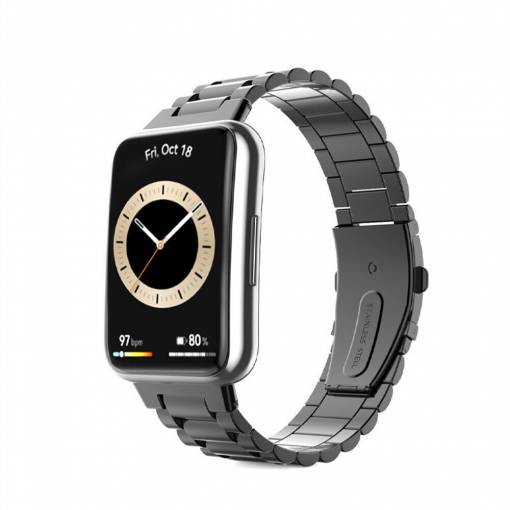 Foto - Curea metalică eses pentru Huawei Watch Fit 2 - Neagră