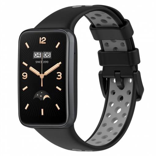 Foto - Curea din silicon cu găuri pentru Xiaomi Smart Band 7 Pro - Negru gri