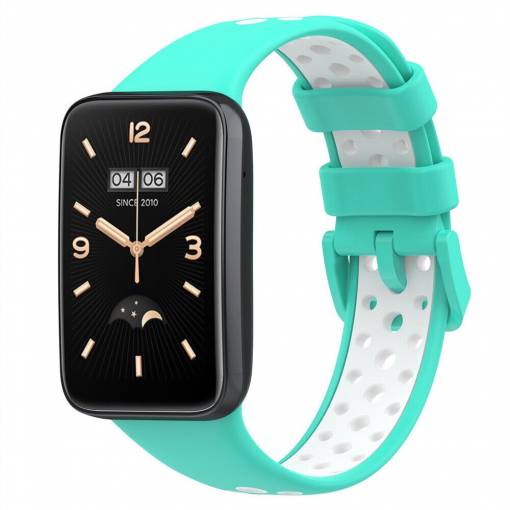 Foto - Curea din silicon cu găuri pentru Xiaomi Smart Band 7 Pro - Alb mentă