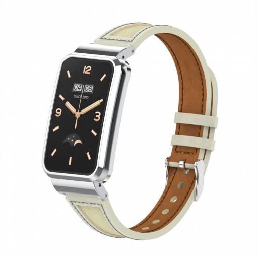 Foto - esesi Brățară din piele combinată pentru Xiaomi Smart Band 7 Pro - Bej