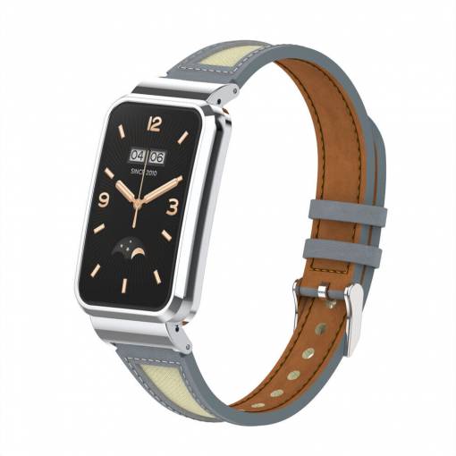 Foto - esesi Brățară din piele combinată pentru Xiaomi Smart Band 7 Pro - Gri
