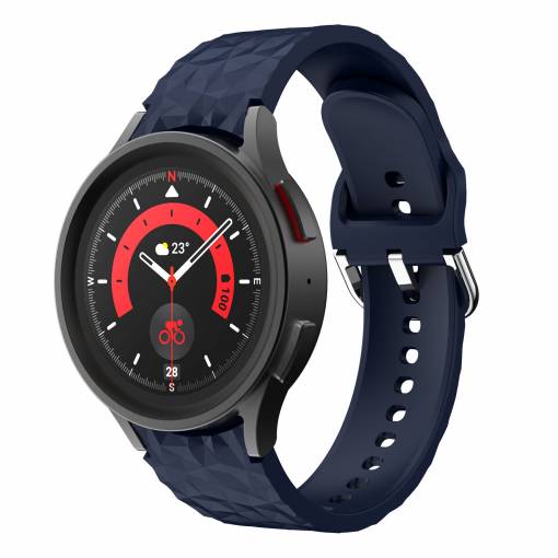 Foto - Curea din silicon structurată eses pentru Samsung Galaxy Watch 4, 5, 6, 7 - Albastru închis, 20 mm