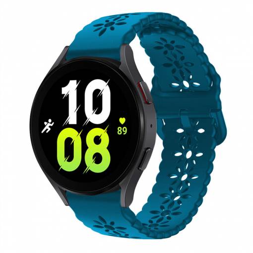 Foto - Curea din silicon eses cu găuri și model pentru Samsung Galaxy Watch 4, 5, 6, 7 - Albastru turcoaz, 20 mm