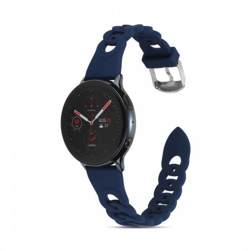 Foto - Curea din silicon împletit eses pentru Samsung Galaxy Watch 4, 5, 6, 7 - Albastru închis, 20 mm