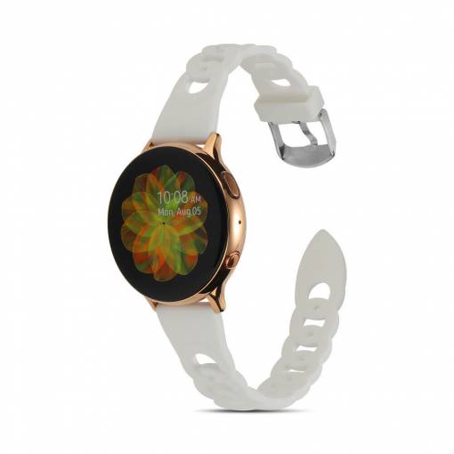 Foto - Curea din silicon împletit eses pentru Samsung Galaxy Watch 4, 5, 6, 7 - Albă, 20 mm