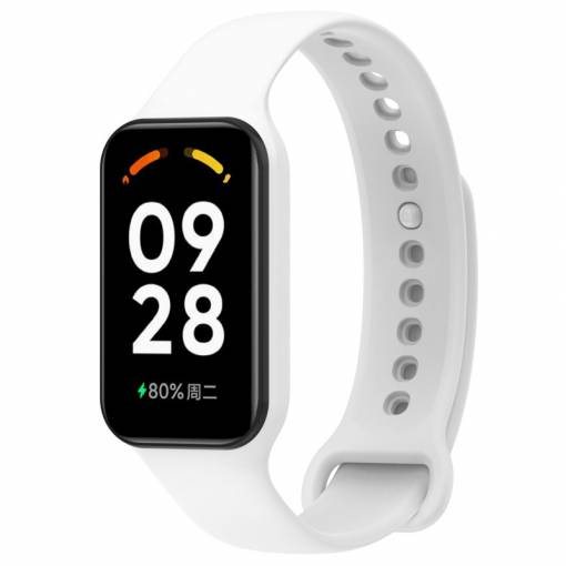 Foto - Curea din silicon eses pentru Redmi Smart Band 2 GL și Smart Band 8 Active - Albă