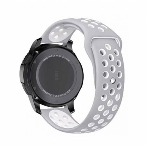 Foto - Curea perforată din silicon eses - Gri alb, 18 mm