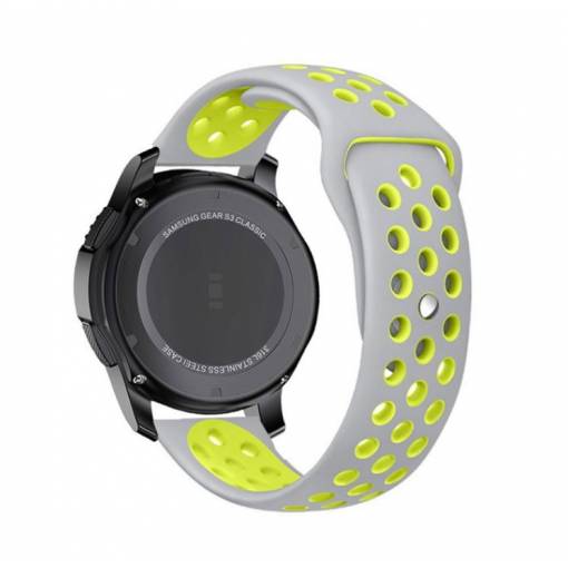 Foto - eses Silikonový dírkovaný řemínek - Šedo žlutý, 18 mm