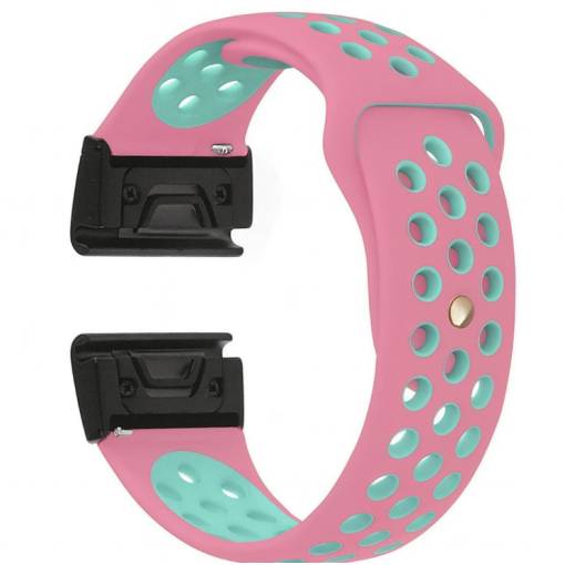 Foto - Curea perforată din silicon eses pentru Garmin - Verde roz, QuickFit 20 mm