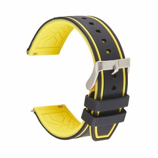 Foto - Curea de silicon dublu, negru-gălbenuș - 20 mm