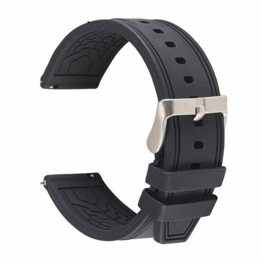 Foto - Curea din silicon eses cu bandă bicoloră - Neagră completă, 22 mm
