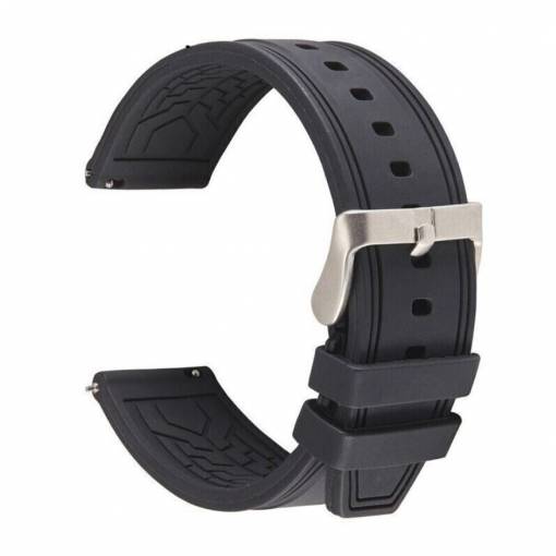 Foto - Curea din silicon eses cu bandă bicoloră - Neagră completă, 24 mm