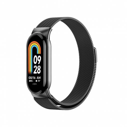 Foto - brățară milaneză pentru Xiaomi Smart Band 8, 9 și 10 - Neagră