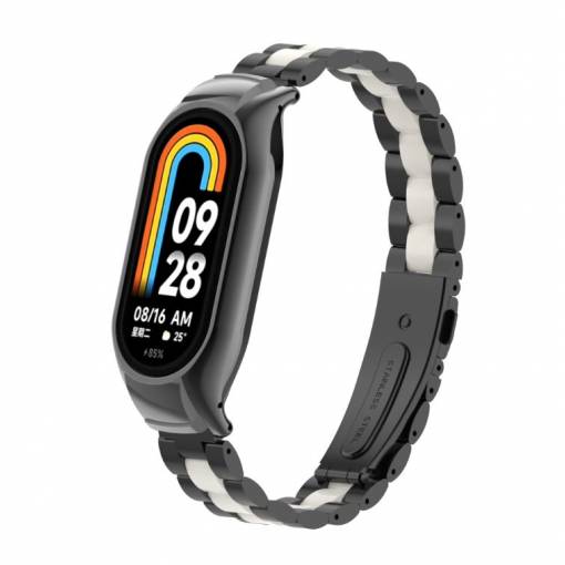 Foto - brățară metalică pentru Xiaomi Smart Band 8 - Alb și Negru