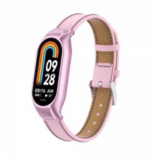 Foto - esem curea din piele pentru Xiaomi Smart Band 8, 9 și 10 - Roz